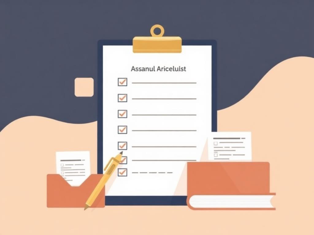 A clipboard with a checklist of documents